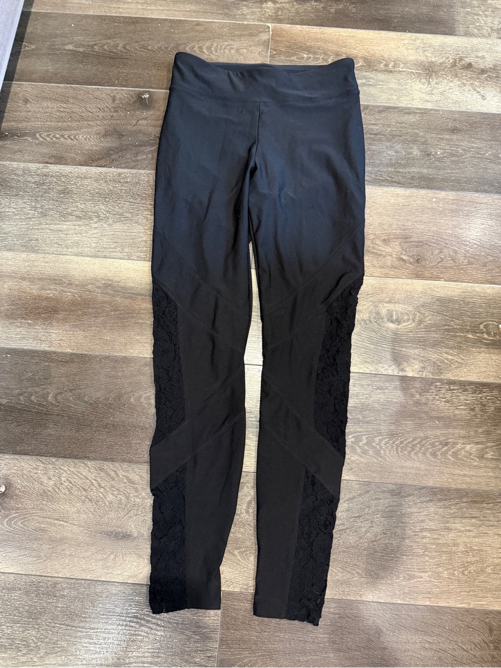 Adore Me Black Lace-Panel Leggings